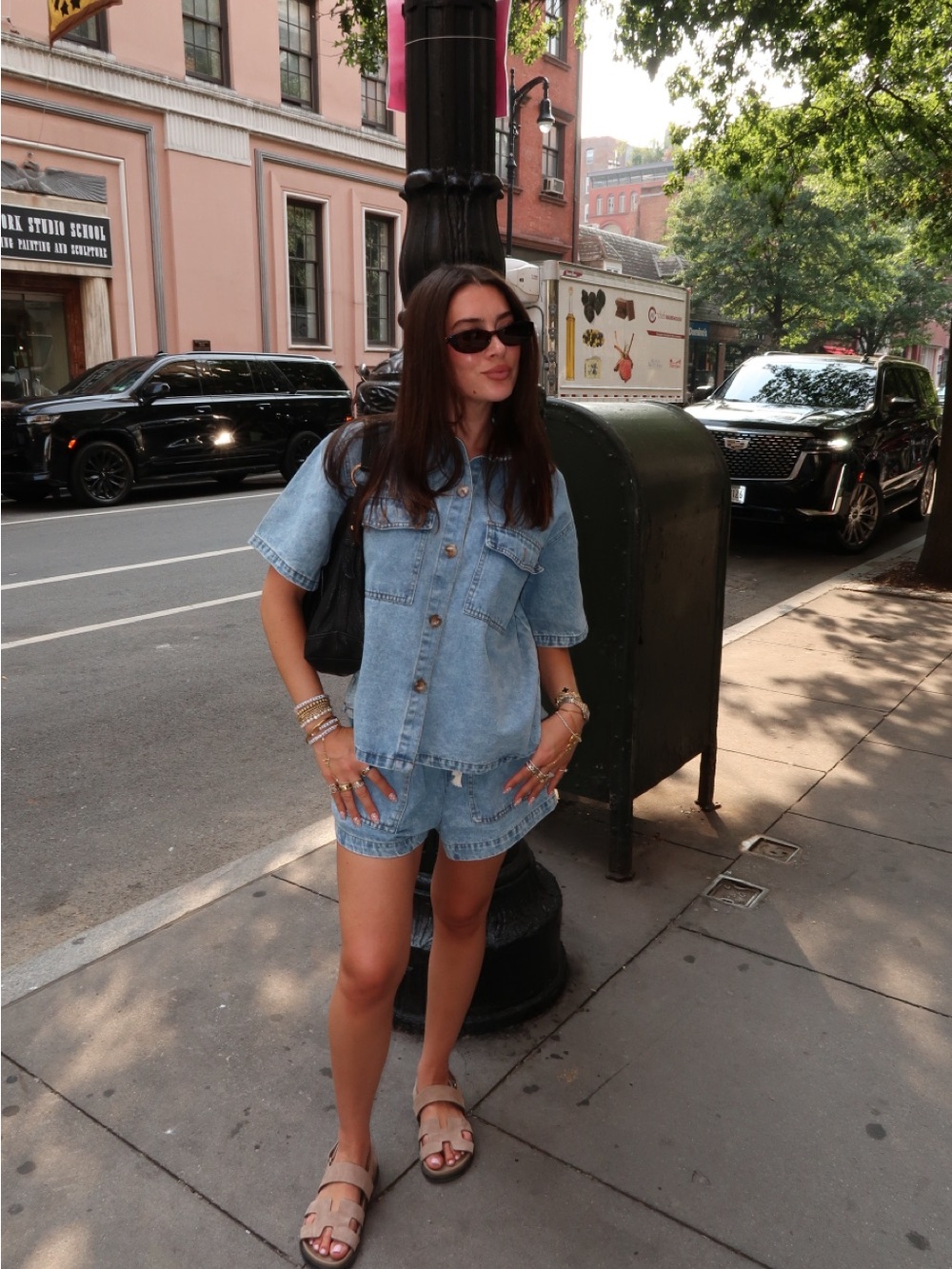 Light Blue Denim Women’s Shorts and top set - Picture 3 of 5